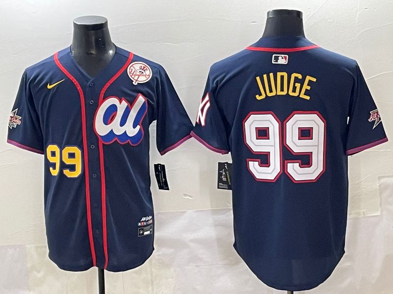 Men 2025 New York Yankees #99 Judge Blue All star Blank Blue Nike MLB Jersey style 8